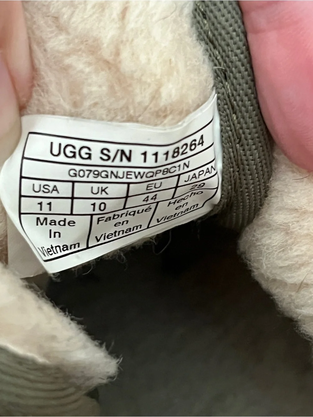 UGG MOSS GREEN NEUMEL CANVAS SHEEP WOOL ANKLE BOOTS, DISTRESSED MEN US 11